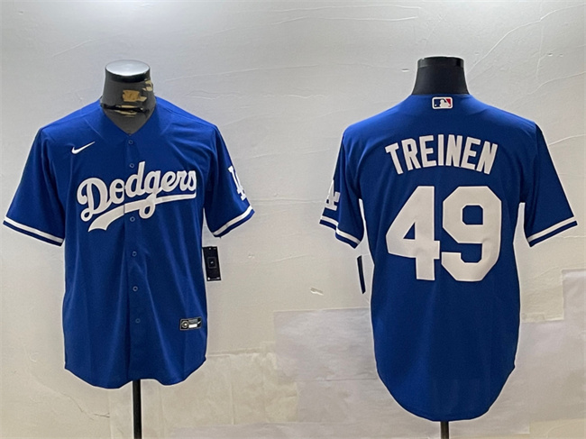 Men's Royal Los Angeles Dodgers #49 Blake Treinen Cool Base Stitched Baseball Jersey